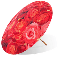 Coral Roses UPF 50+ Bamboo Sun Parasol