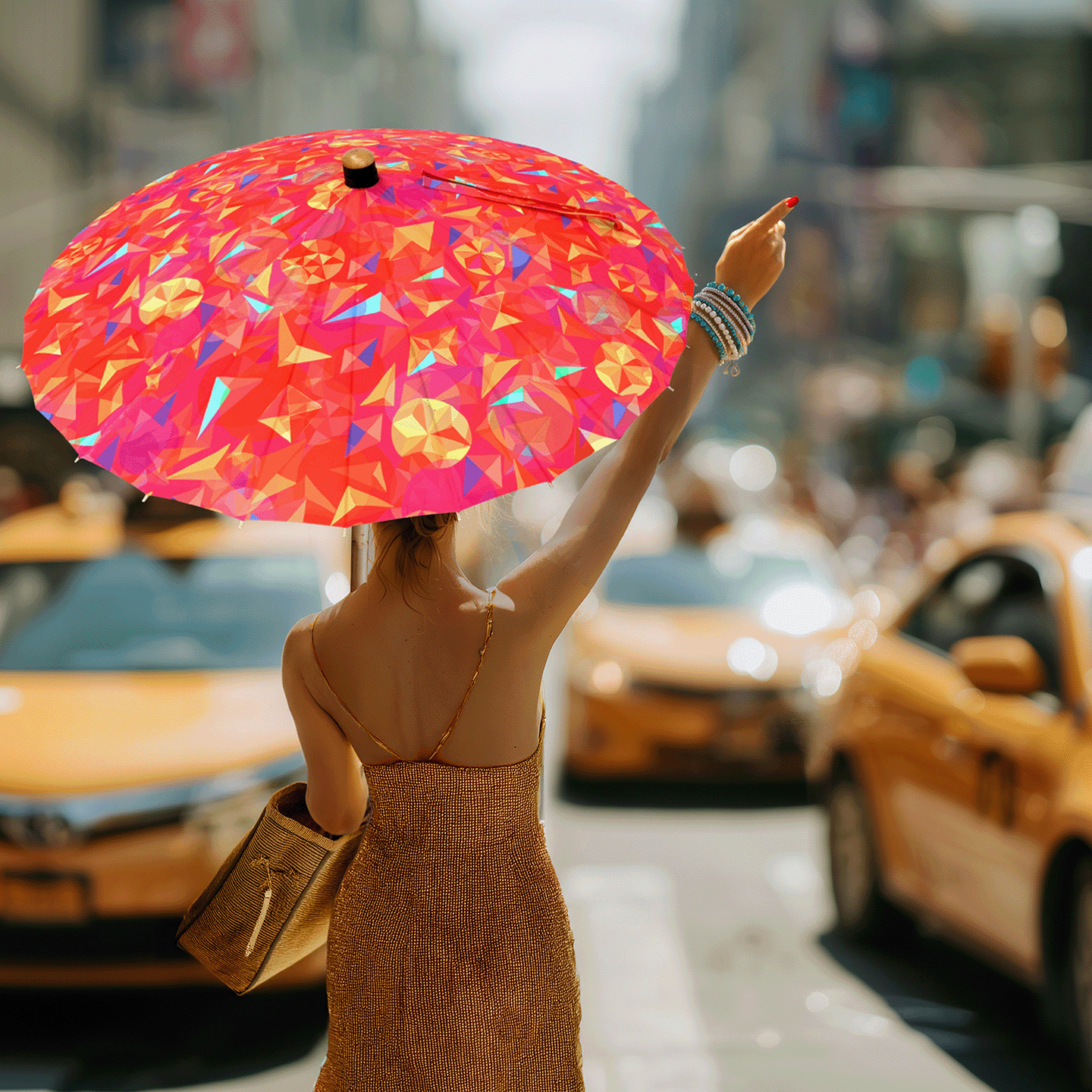 Lily-Lark | PARTY! print UV sun parasol in Lark collection, UPF50+