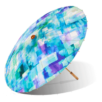 Lily Lark Blue Squares Handcrafted UV Sun Parasol