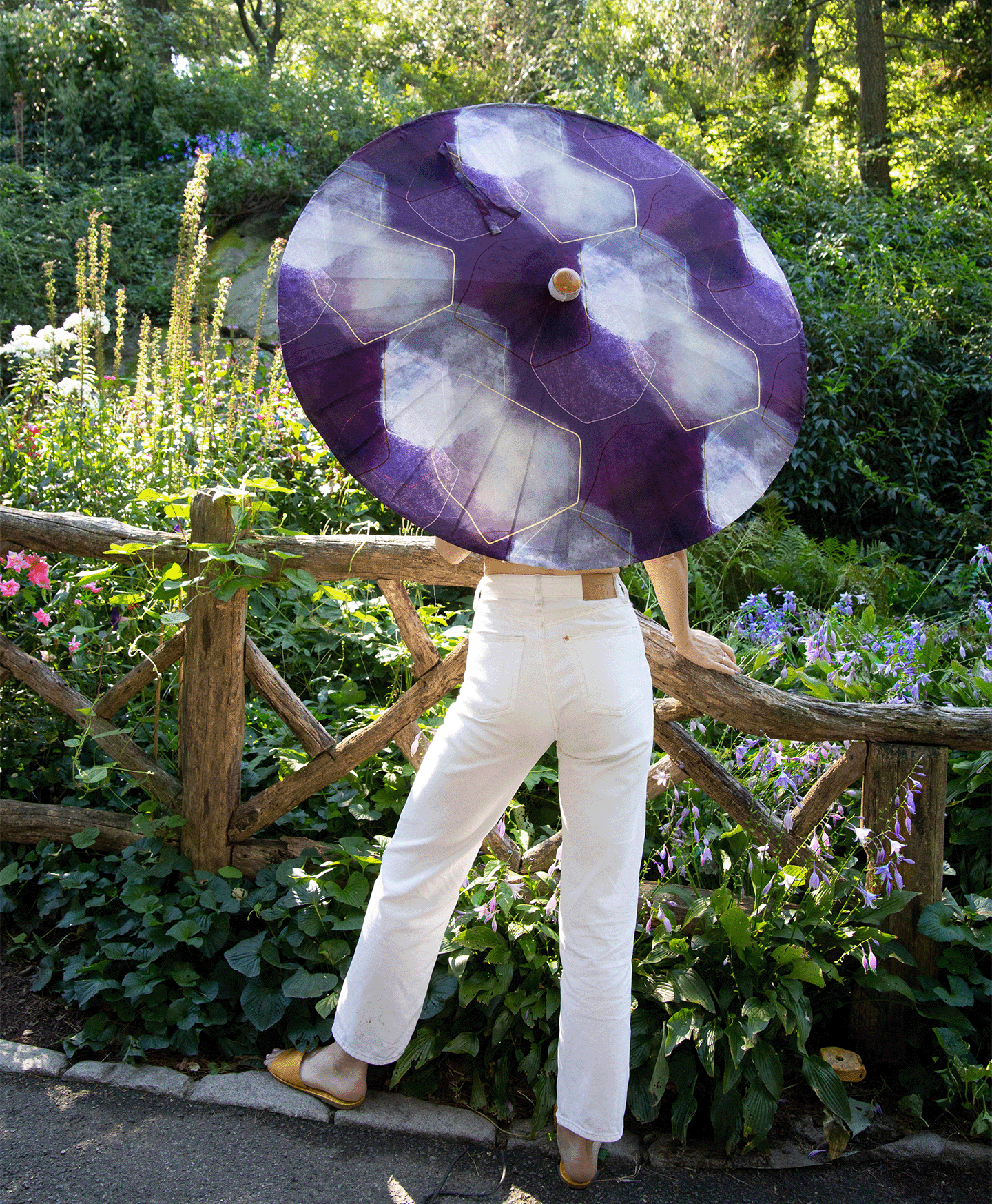 umbrella lily flower AUBERGINE UPF 50+ Sun Parasol