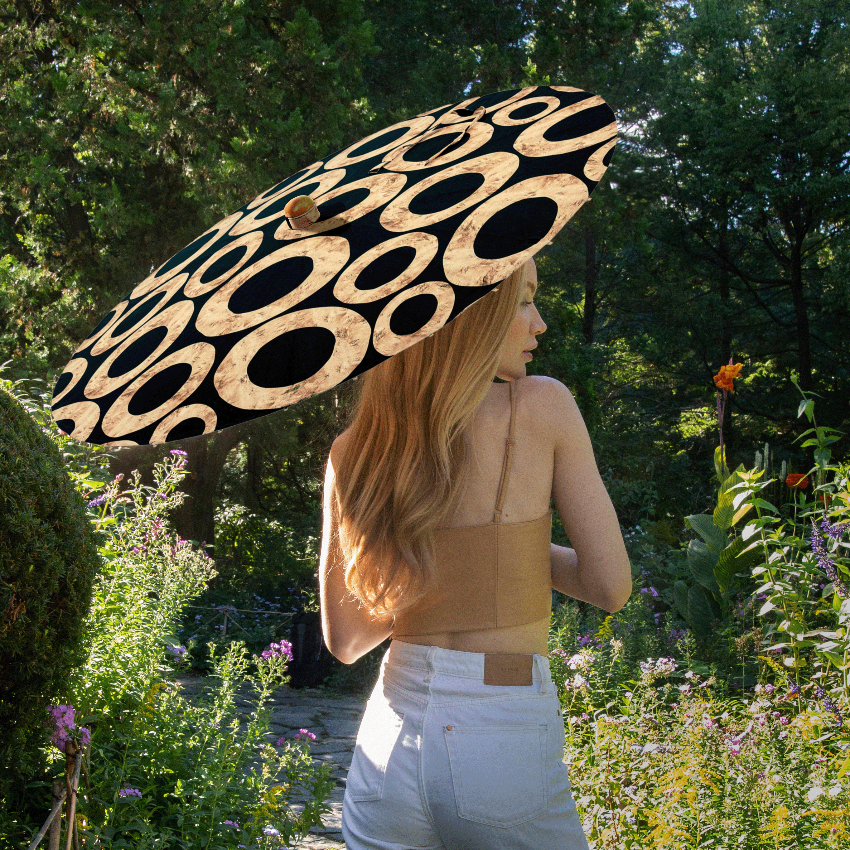 Lily-Lark | TIGER EYE print UV sun parasol/umbrella, handmade, UPF 50+