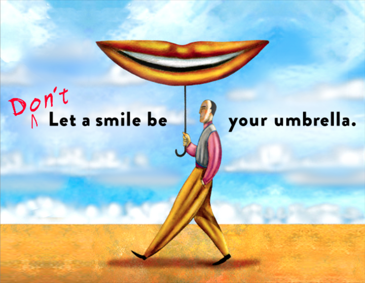 DON'T LET A SMILE BE YOUR UMBRELLA (AND OTHER TIPS FOR USING A SUN PARASOL)