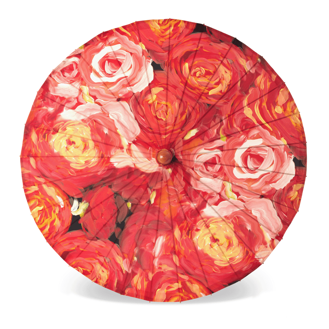 Lily-Lark | Coral Roses Print UV Sun Parasol / Umbrella, UPF 50+ Lily-Lark | Coral Roses Print UV Sun Parasol / Umbrella, UPF 50+