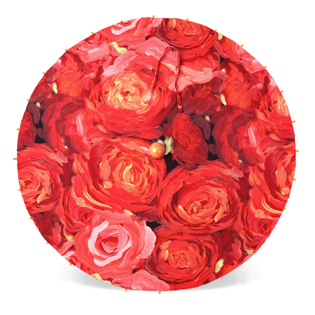 Coral Roses UPF 50+ Bamboo Sun Parasol