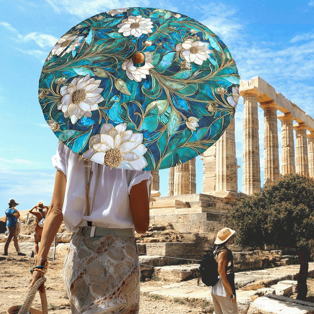 TEAL LEAVES UPF 50+ sun parasol