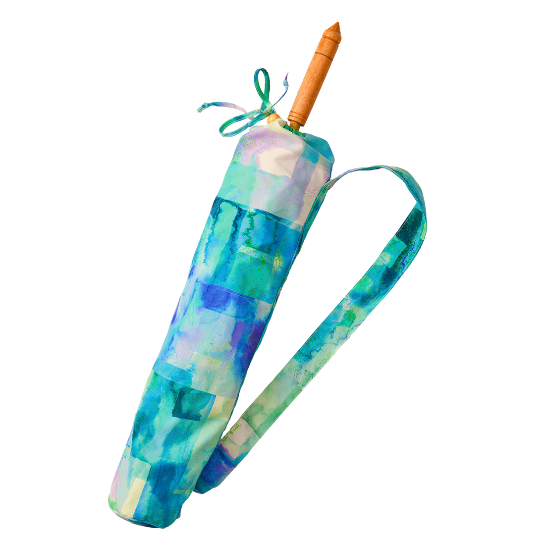 Lily Lark Blue Squares Handcrafted UV Sun Parasol in handy carrying case