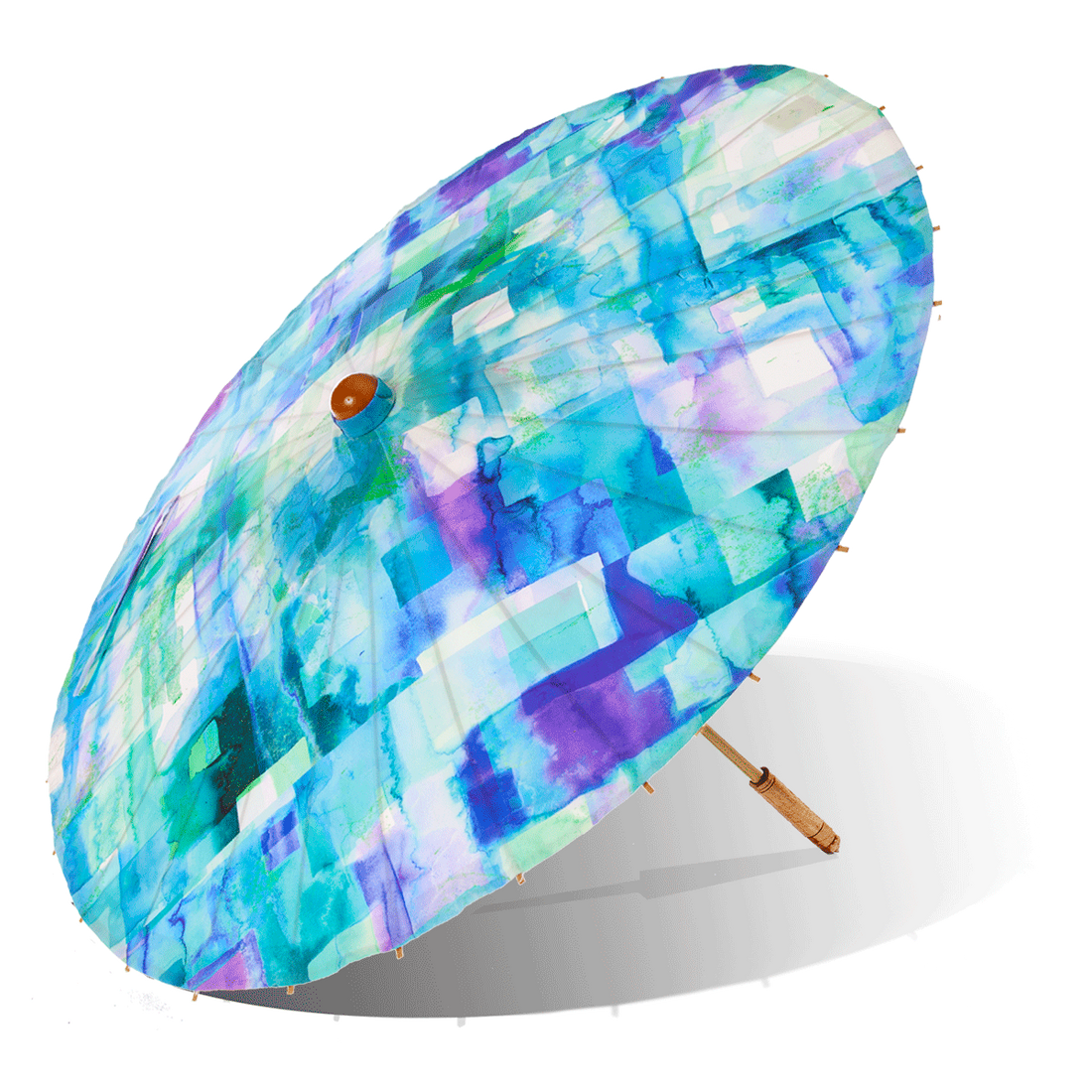Lily Lark Blue Squares Handcrafted UV Sun Parasol