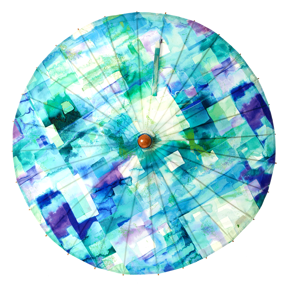 Lily Lark Blue Squares Handcrafted UV Sun Parasol