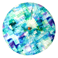 Lily Lark Blue Squares Handcrafted UV Sun Parasol