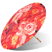 Lily Lark Coral Roses Handcrafted UV Sun Parasol