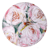 Lily Lark Ink Pink Roses Handcrafted UV Sun Parasol